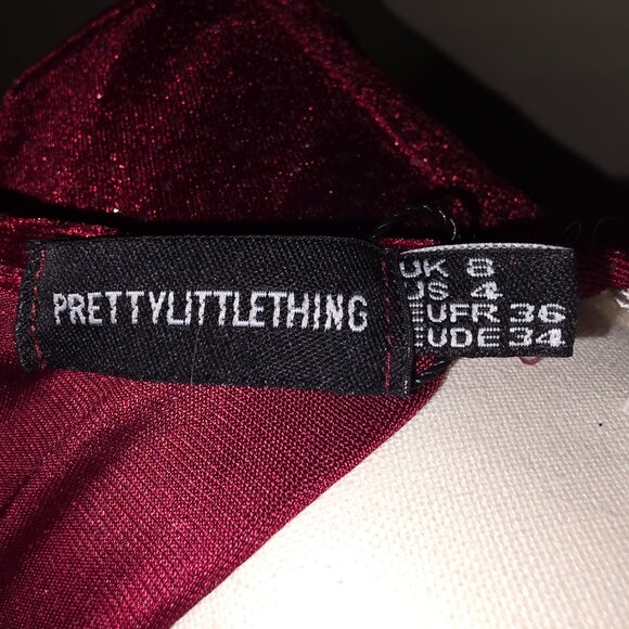 PrettyLittleThing Burgundy Velvet Maxi Dress – Size 8UK (US 4 / EU 34) - Picture 5 of 6